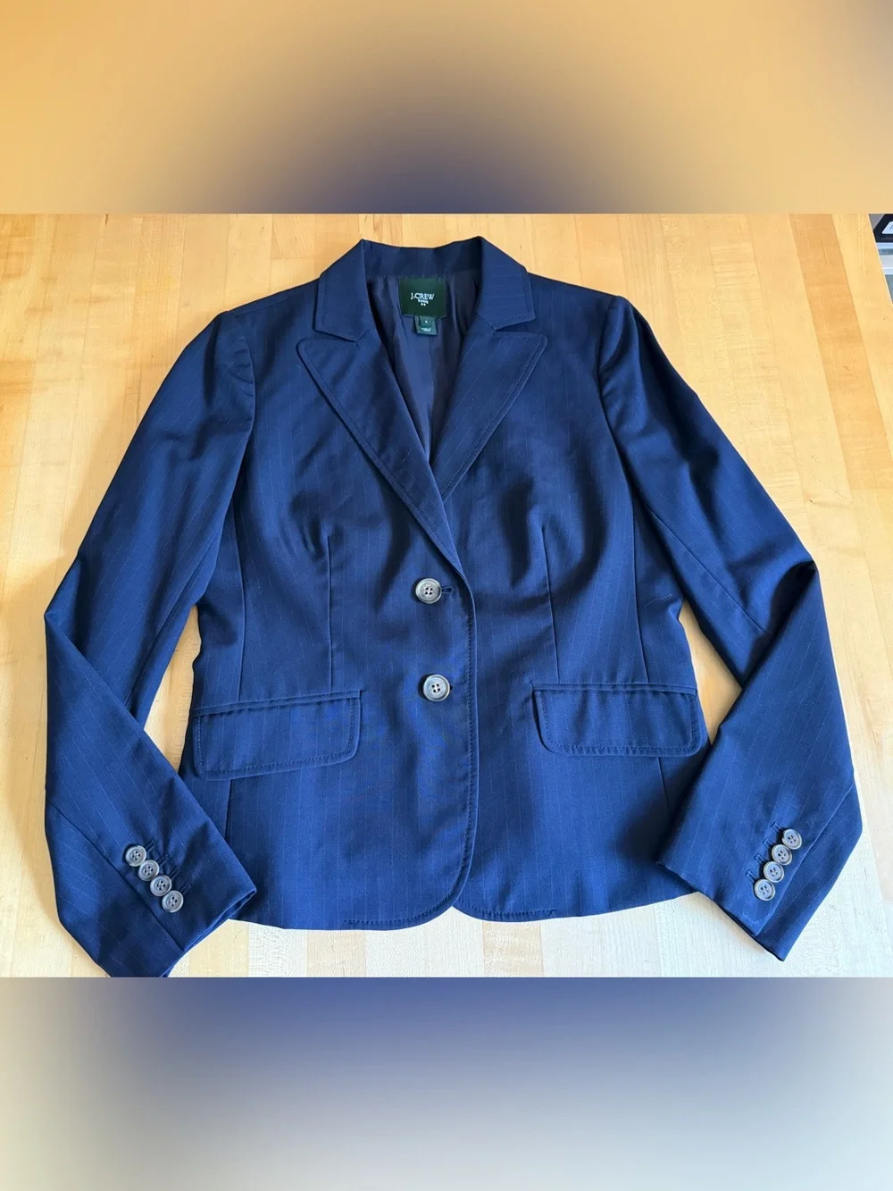 J. Crew Suiting Navy Pinstripe Lightweight Wool Pant Suit City Fit 6/8  *EUC*